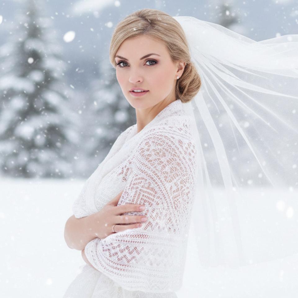 Smukt brude sjal i den blødeste strik fra LILLY Brudekjoler