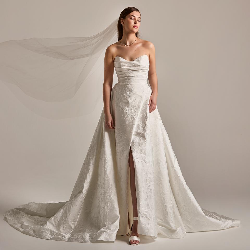 Cat eye brocade wedding gown by LILLY