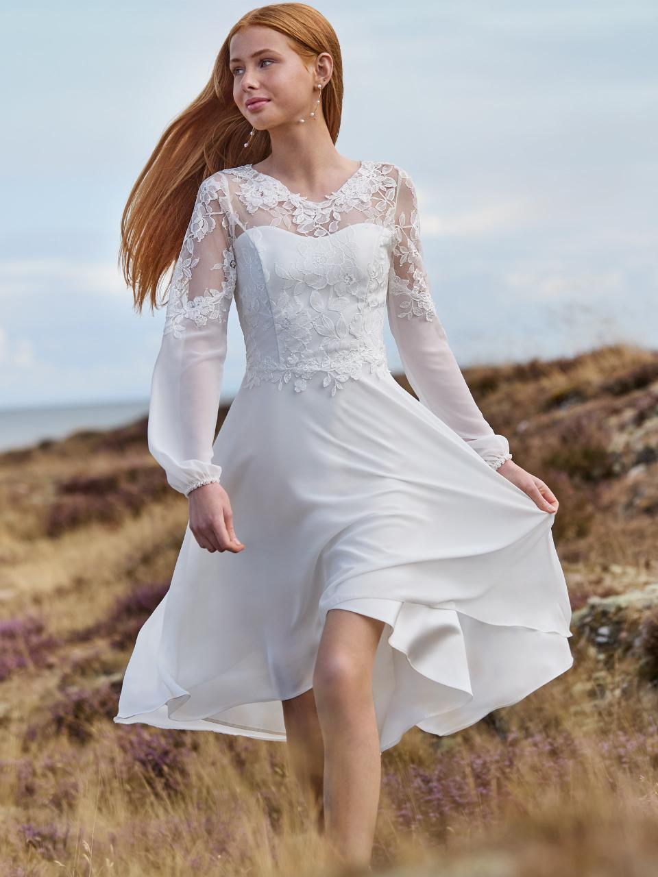 Konfirmationskjole med asymmetrisk high-low nederdel